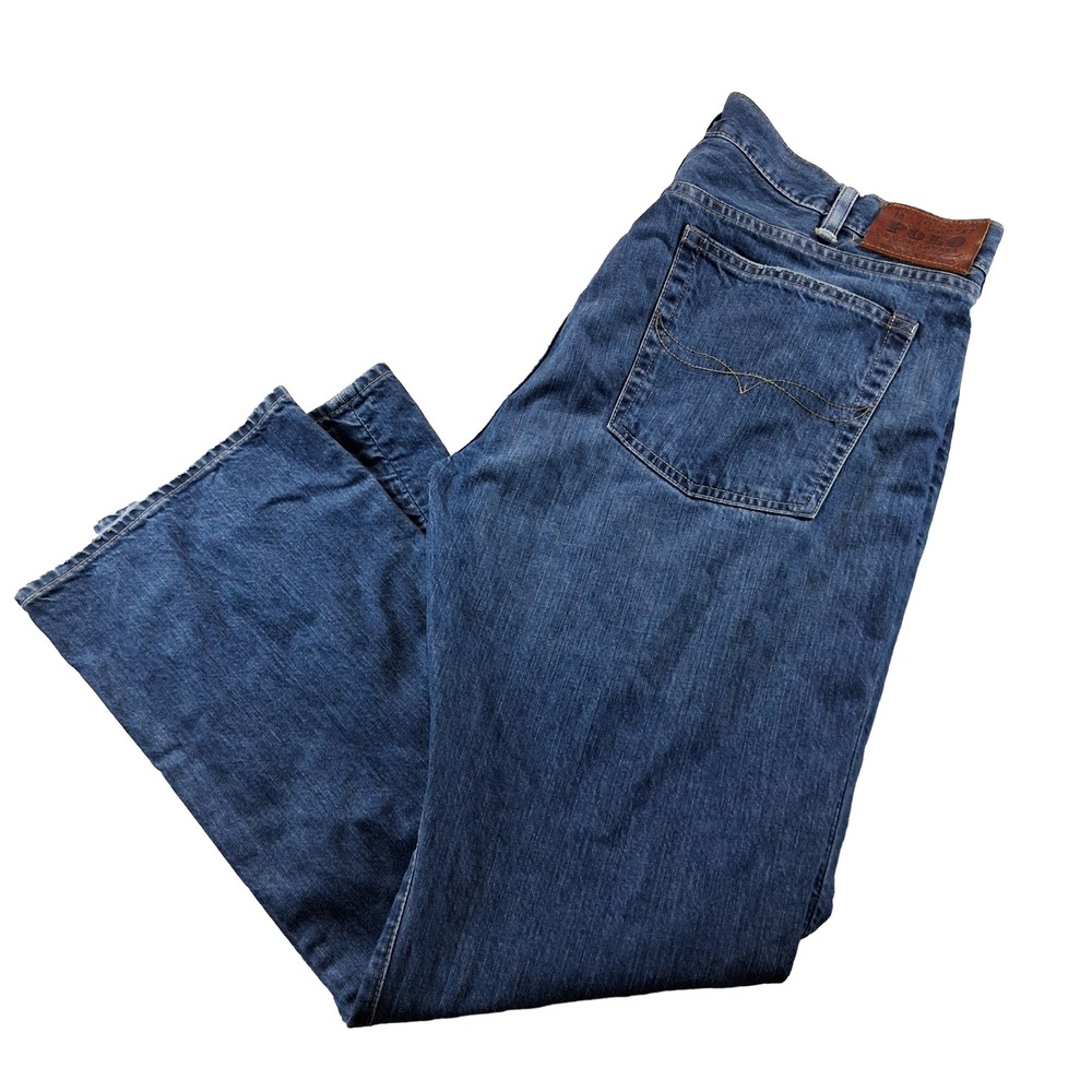 Polo Ralph Lauren Boot Cut Jeans Mens 38x30 Blue Denim 100% Cotton 19875